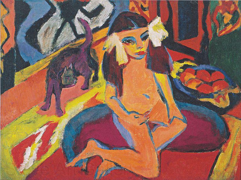 Ernst Ludwig Kirchner Madchen mit Katze